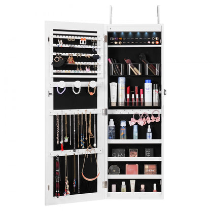 PY-2310SS - Wall-Mounted Jewelry Cabinet with Full-Length Mirror & LED Light