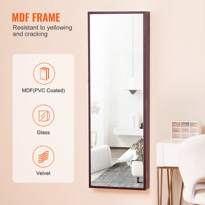 PY-2311SS - Full-Length Mirror Jewelry Cabinet with LED Light & Organizer