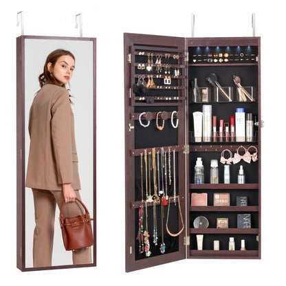 PY-2311SS - Full-Length Mirror Jewelry Cabinet with LED Light & Organizer