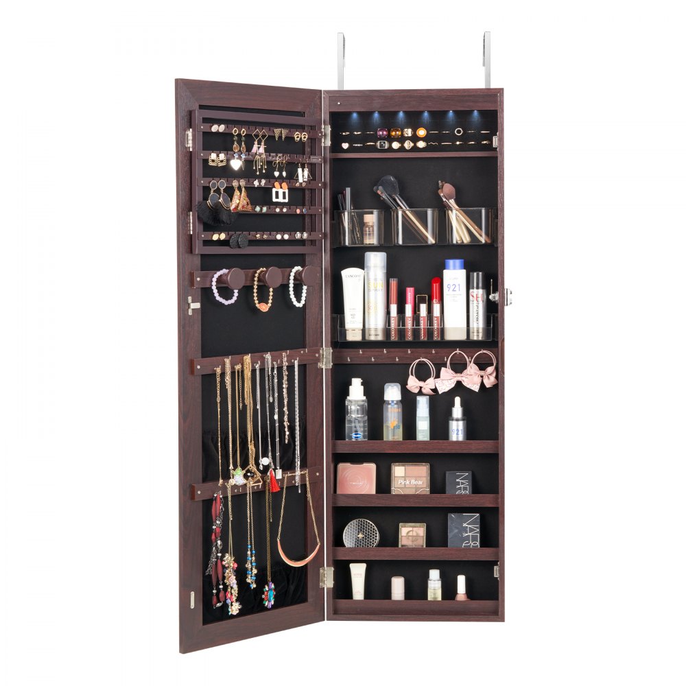 PY-2311SS - Full-Length Mirror Jewelry Cabinet with LED Light & Organizer