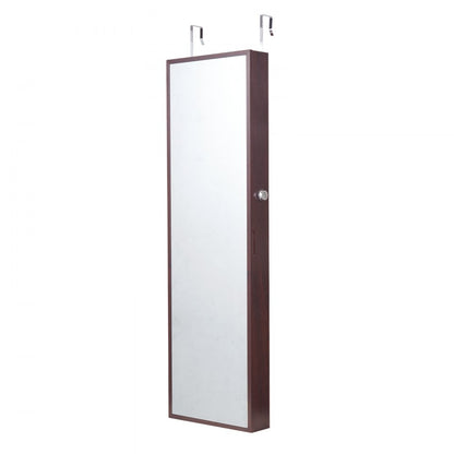 PY-2313SS - 47.2in Velvet-Lined Mirror Jewelry Cabinet with LED Light