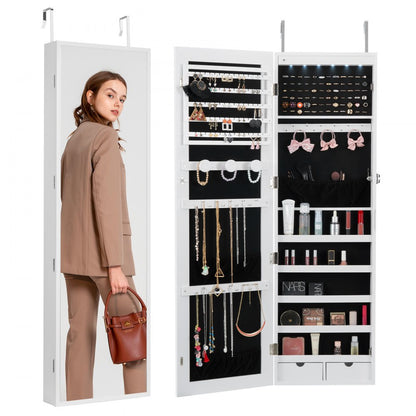 PY-2312SS - Full-Length Mirror Jewelry Cabinet with Velvet Storage, Lockable Design