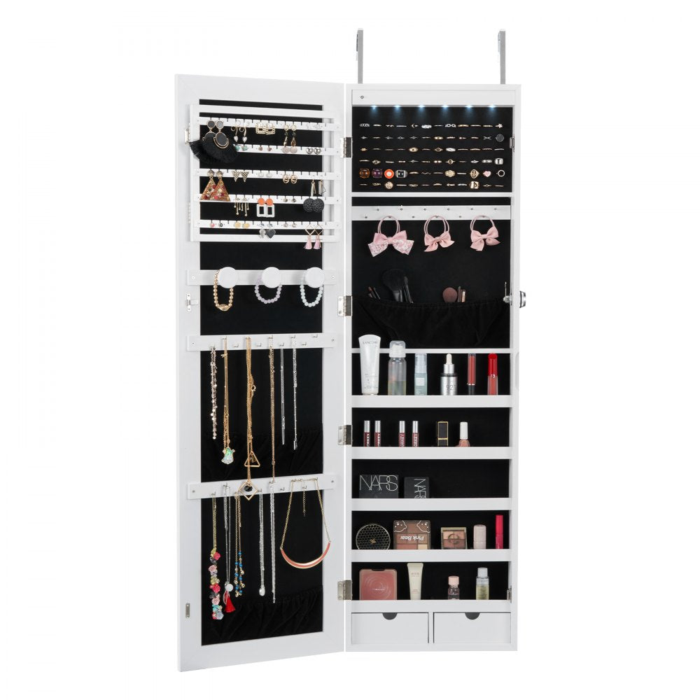 PY-2312SS - Full-Length Mirror Jewelry Cabinet with Velvet Storage, Lockable Design