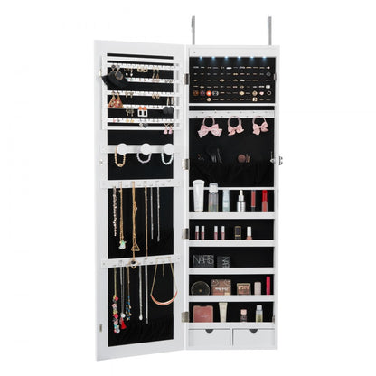 PY-2312SS - Full-Length Mirror Jewelry Cabinet with Velvet Storage, Lockable Design