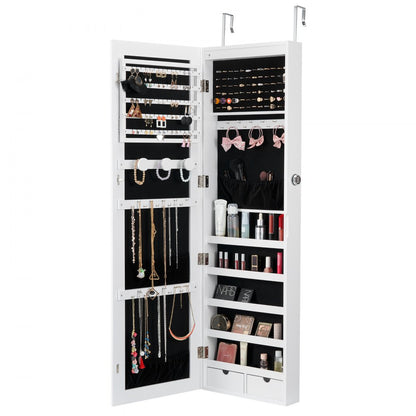 PY-2312SS - Full-Length Mirror Jewelry Cabinet with Velvet Storage, Lockable Design