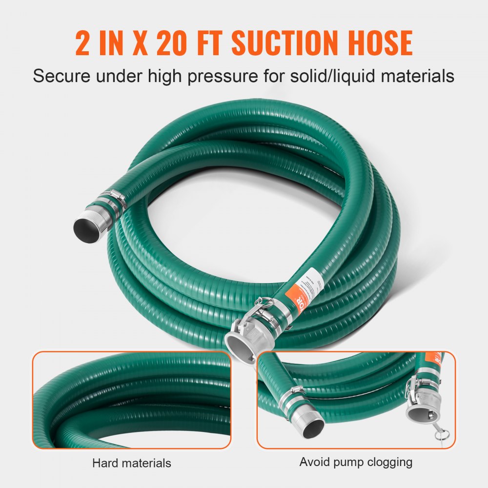 TZ4050X50FT-1 - Durable 2" x 50ft VEVOR Suction Hose Kit for Pumps