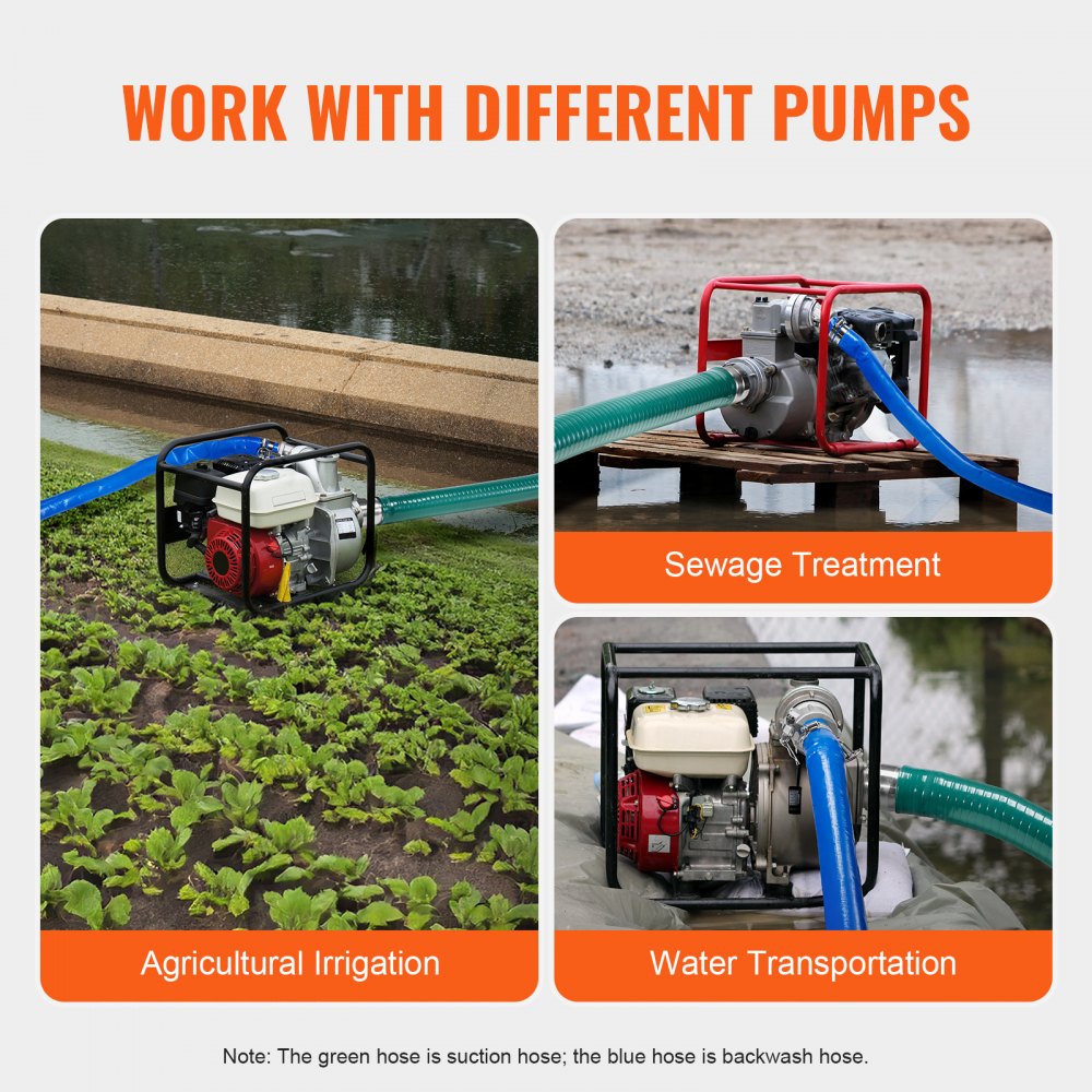 TZ4050X50FT-1 - Durable 2" x 50ft VEVOR Suction Hose Kit for Pumps