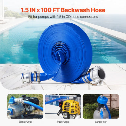 TLP04038X100FT01-CE - 1.5" x 100ft Flexible PVC Backwash Hose Kit