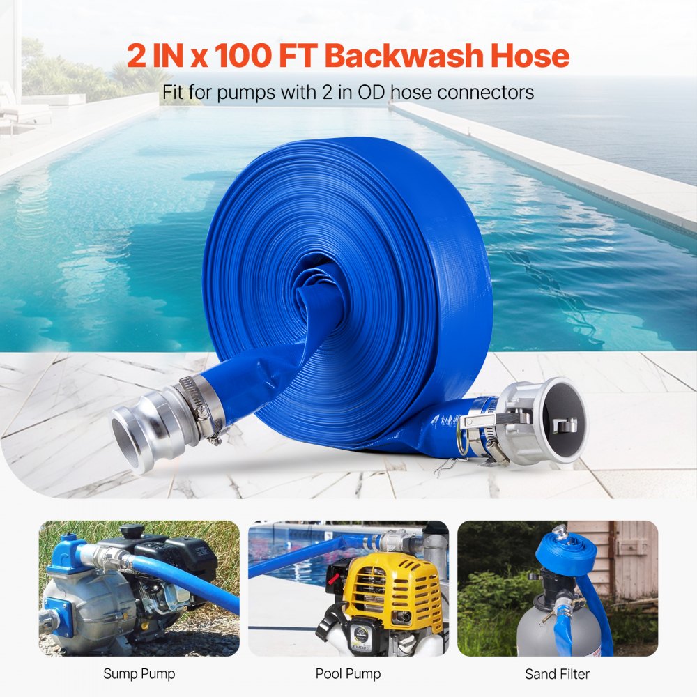 TLP04038X100FT01-CE - 2" x 100ft Flexible PVC Backwash Hose Kit