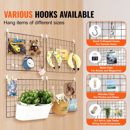 JL-ZPQ-04H - Durable Iron Grid Wall Panels 11.8x15.7" for Jewelry & Photos