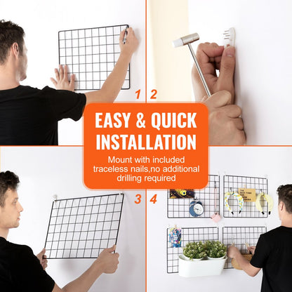 JL-ZPQ-04H - Durable Iron Grid Wall Panels 11.8x15.7" for Jewelry & Photos