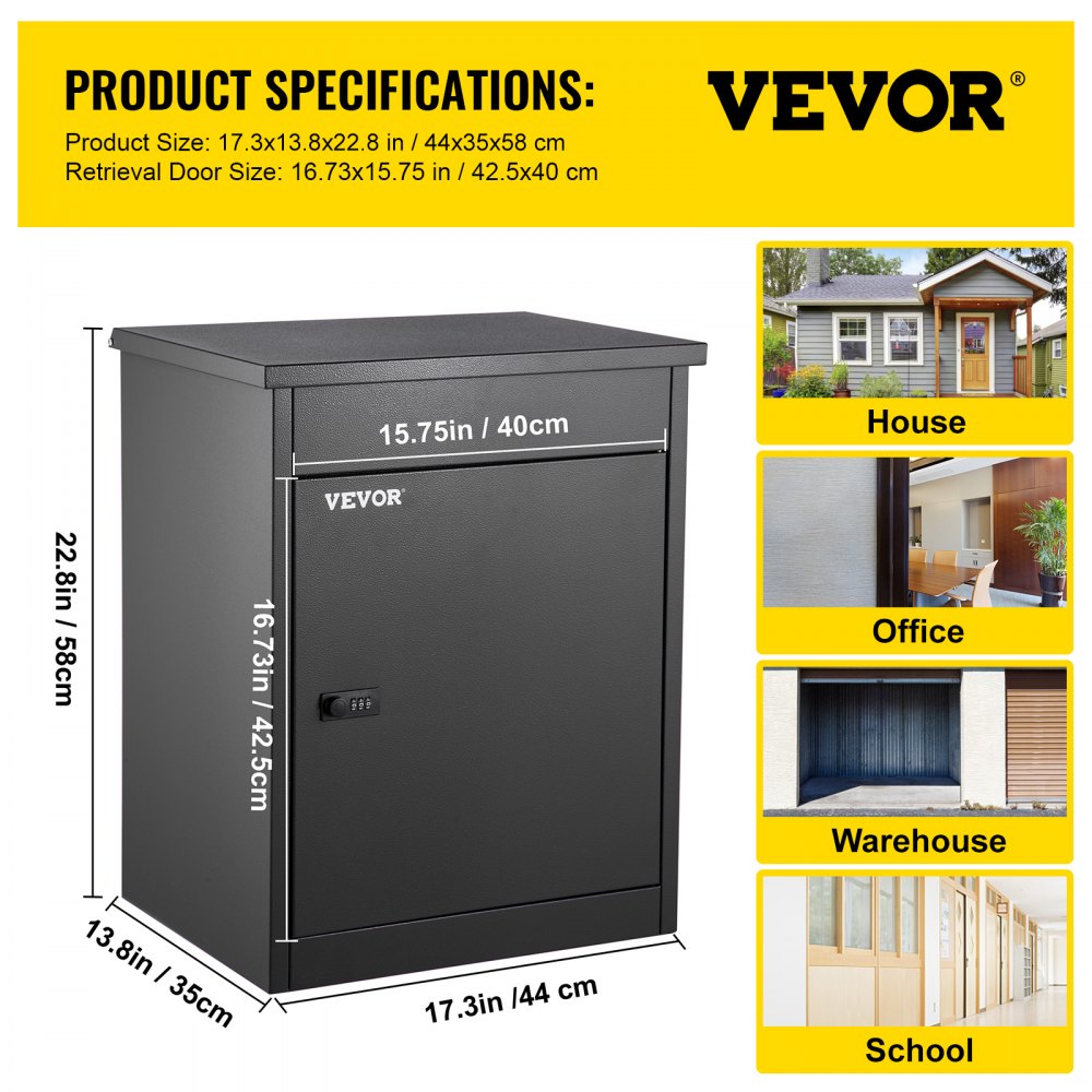 VV-PDB-SG35 - Durable Galvanized Steel Parcel Drop Box with Code Lock