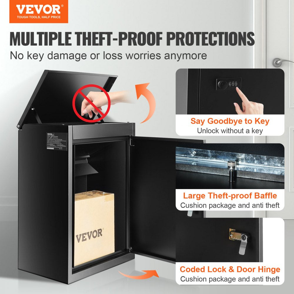 010890443372 - Secure Galvanized Steel Package Delivery Box with Coded Lock