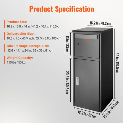 010937226974 - Secure 44" Galvanized Steel Package Delivery Box with Smart Lock
