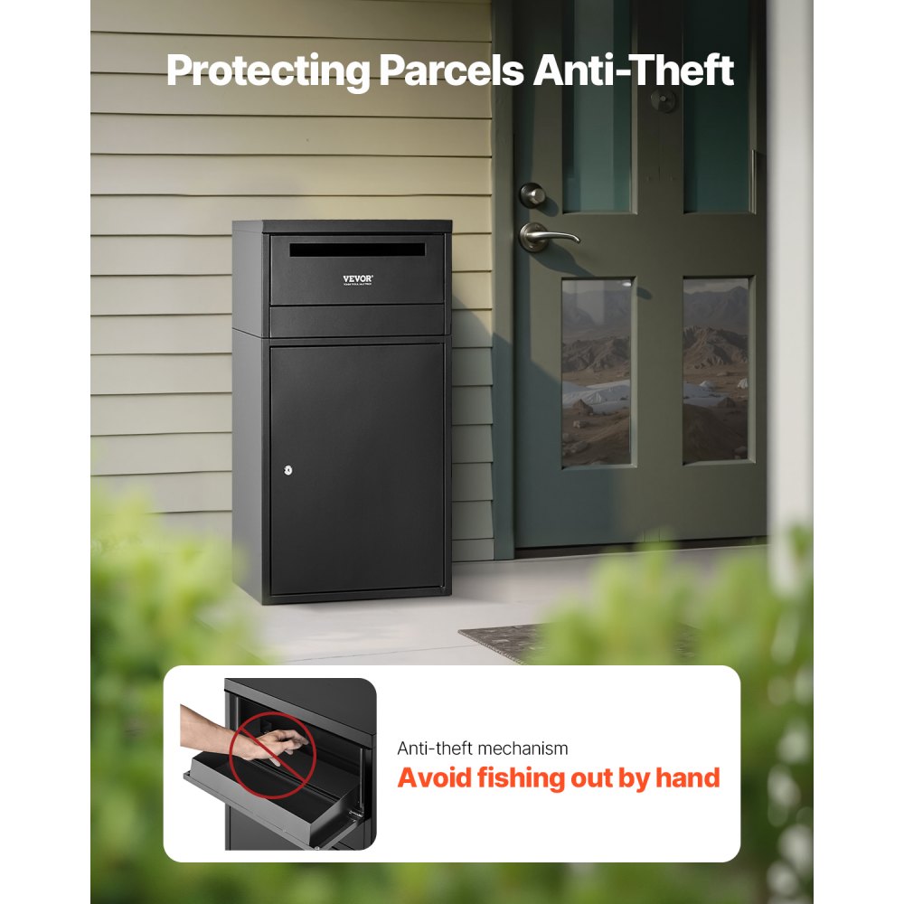 PB-266C - Galvanized Anti-Theft Outdoor Parcel Drop Box, 35.8 in Capacity
