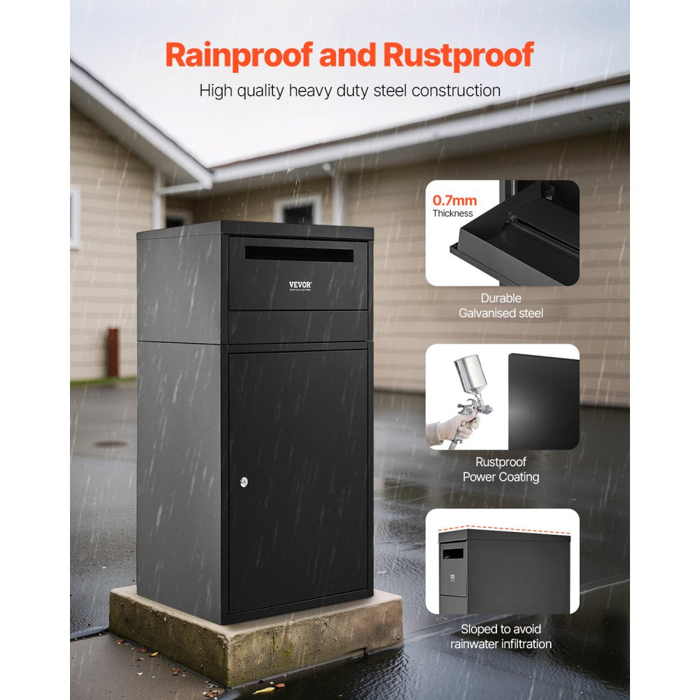 PB-266C - Galvanized Anti-Theft Outdoor Parcel Drop Box, 35.8 in Capacity