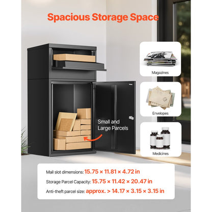 PB-266C - Galvanized Anti-Theft Outdoor Parcel Drop Box, 35.8 in Capacity