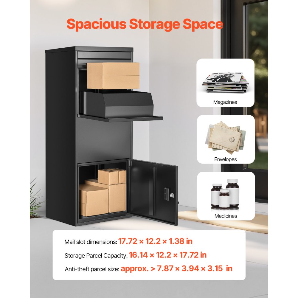 PB-16D - Waterproof Parcel Drop Box with Anti-Theft Feature, 47.2 in