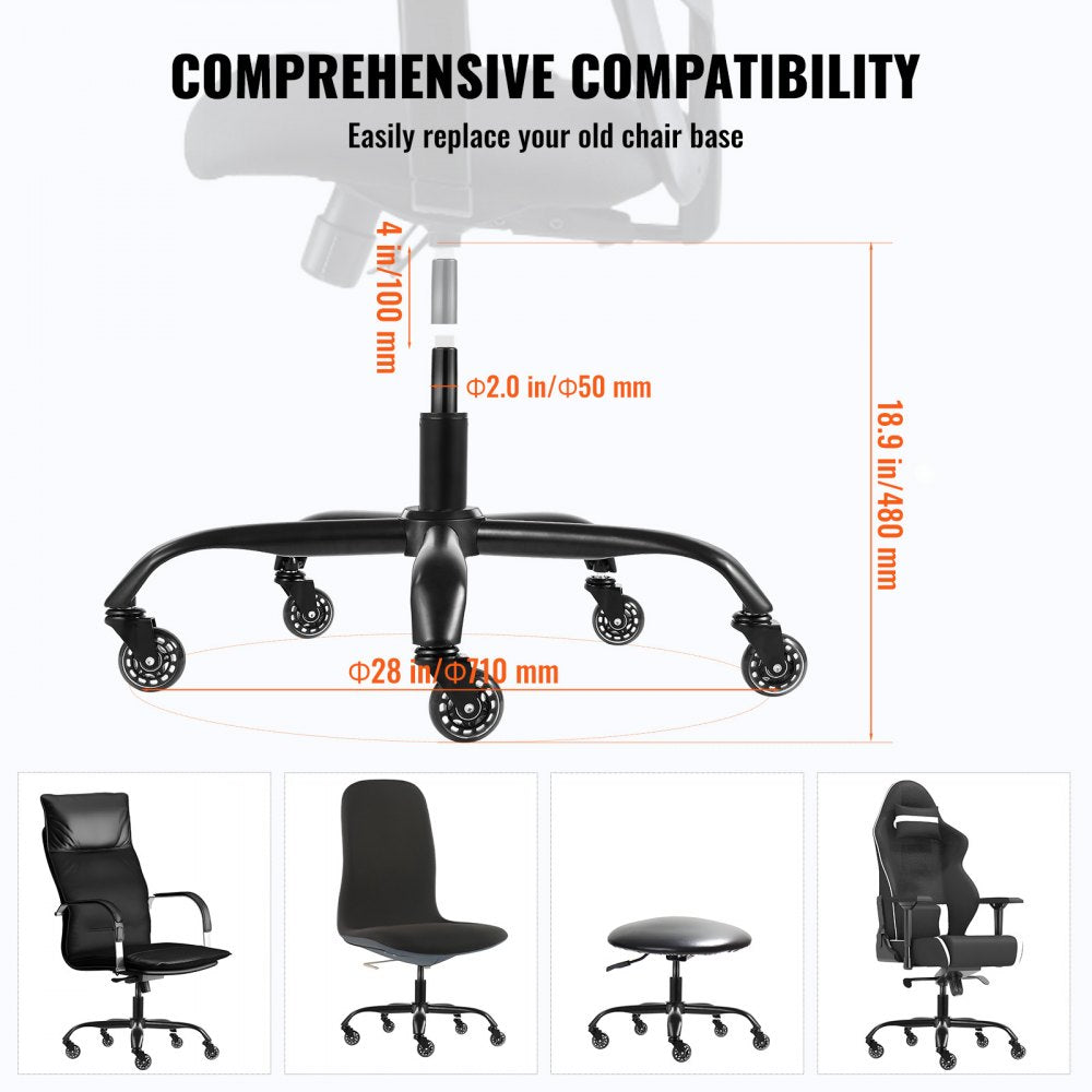 YS-07 - Durable 28" Chair Base with 4" Lift for Office & Gaming