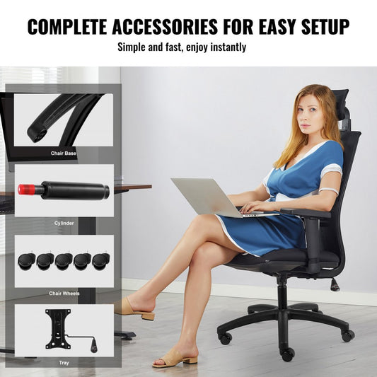 YS-08 - 28" VEVOR Office Chair Base, 2500 lbs Stability & 360° Rotation