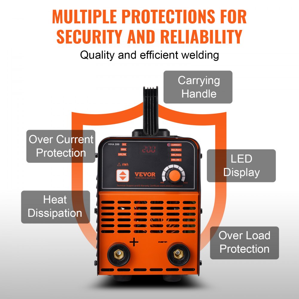MMA-200-NA - VEVOR 200A Welder with Stick & Lift TIG Modes