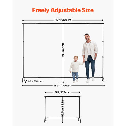 BJJ-JL7510 - Adjustable 3.1ft to 7ft Backdrop Stand, 10lbs Capacity