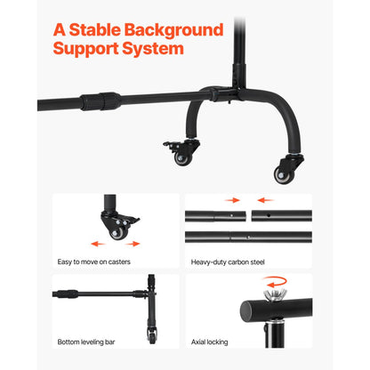 BJJ-JL7510 - Adjustable 3.1ft to 7ft Backdrop Stand, 10lbs Capacity