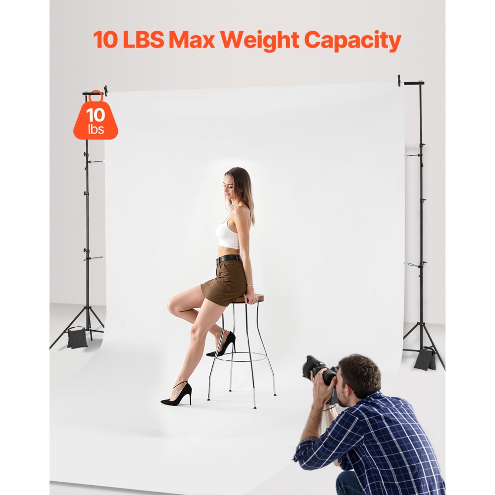 BJJ-1010 - Adjustable 10x10ft Backdrop Stand with Tripod Bases and Carrying Bag