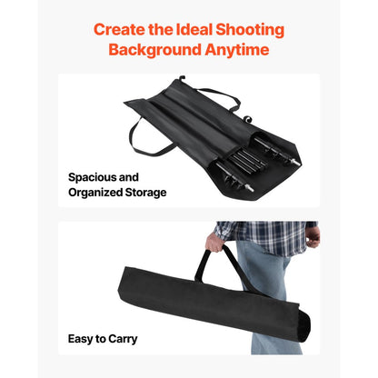 BJJ-1010 - Adjustable 10x10ft Backdrop Stand with Tripod Bases and Carrying Bag