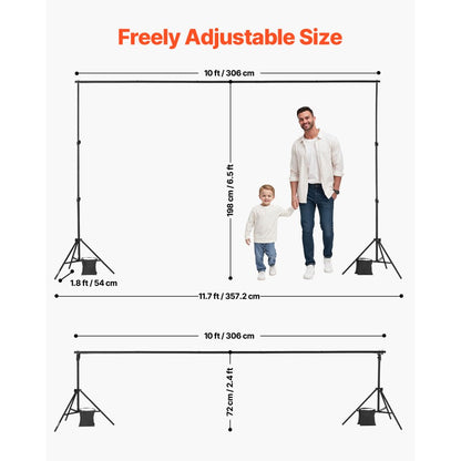 BJJ-6510 - Heavy-Duty 6.5x10 ft Backdrop Stand with Carry Bag