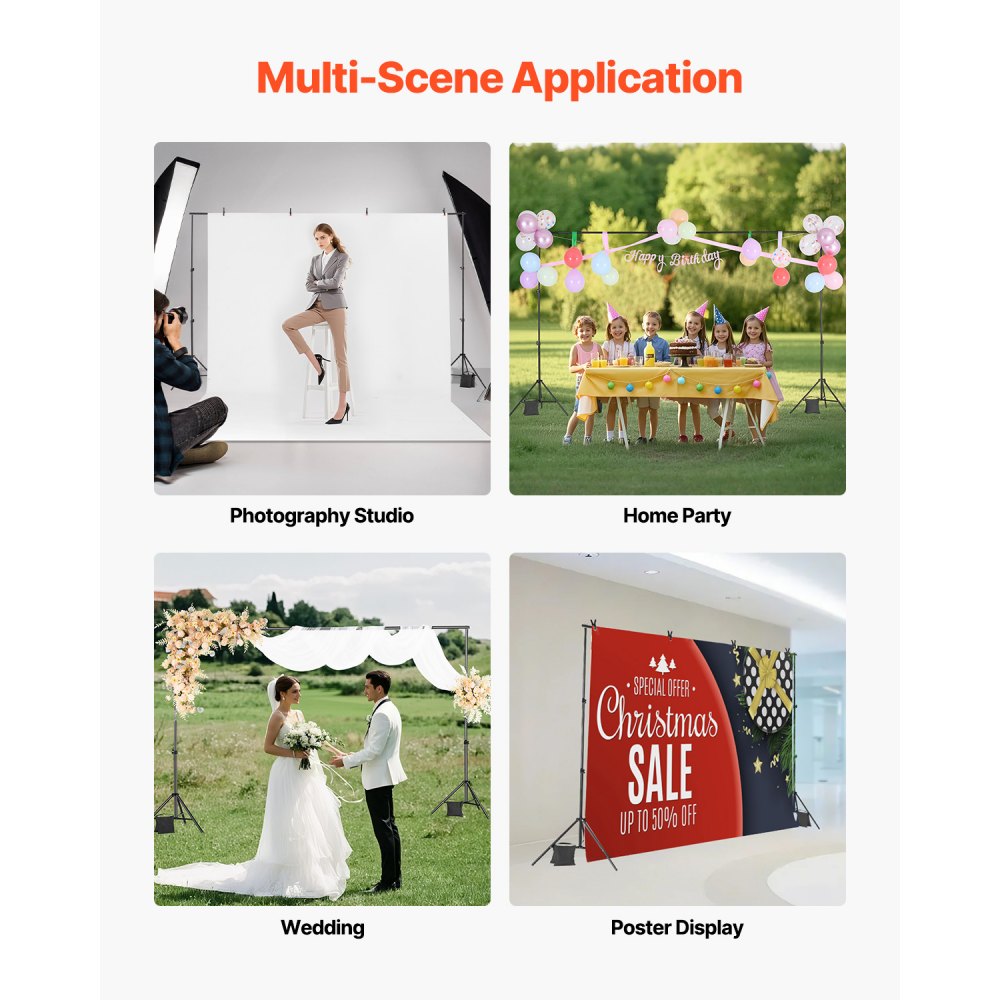 BJJ-6510 - Heavy-Duty 6.5x10 ft Backdrop Stand with Carry Bag