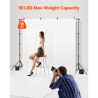 BJJ-0710 - Adjustable 7x10 ft Backdrop Stand with Steel Base and Tripod Stability