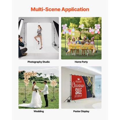 BJJ-0710 - Adjustable 7x10 ft Backdrop Stand with Steel Base and Tripod Stability