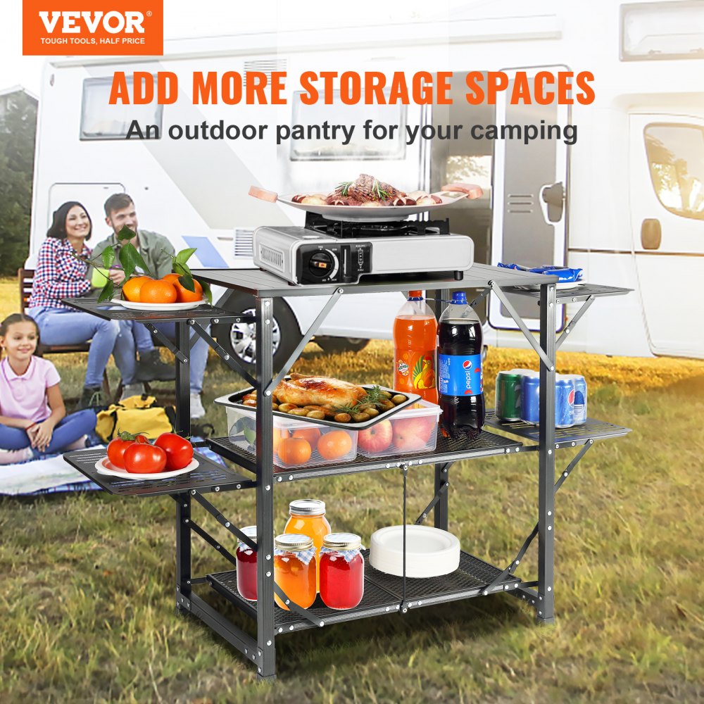 010449755615 - Lightweight Foldable Camping Kitchen Table with 88 lbs Capacity