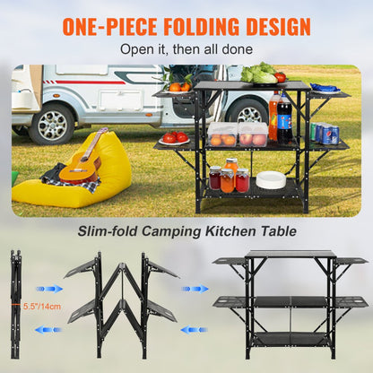 010449755615 - Lightweight Foldable Camping Kitchen Table with 88 lbs Capacity
