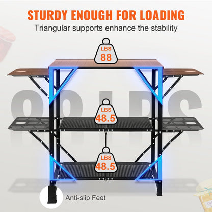 010449755615 - Lightweight Foldable Camping Kitchen Table with 88 lbs Capacity