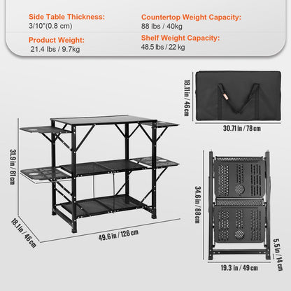 010449755615 - Lightweight Foldable Camping Kitchen Table with 88 lbs Capacity