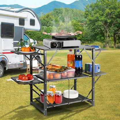 010449755615 - Lightweight Foldable Camping Kitchen Table with 88 lbs Capacity