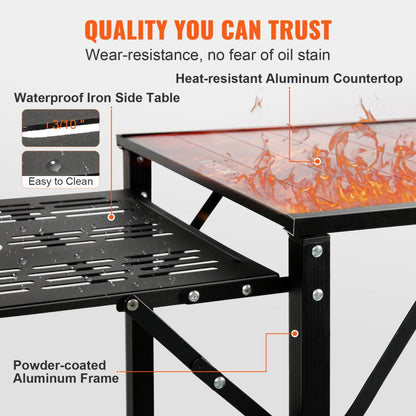 010861294713 - Portable Aluminum Camping Kitchen Table, 88 lbs Capacity, Easy Setup