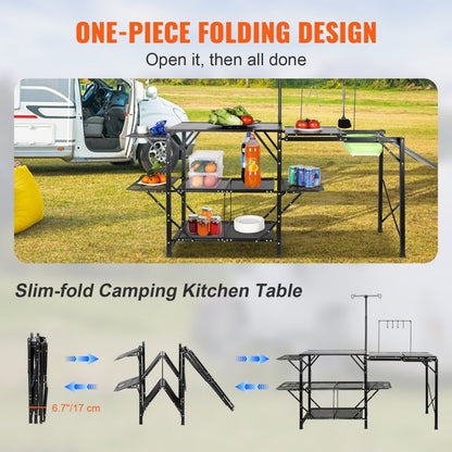 010861294713 - Portable Aluminum Camping Kitchen Table, 88 lbs Capacity, Easy Setup
