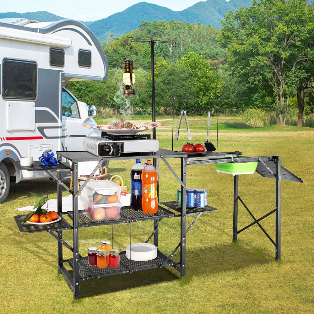 010861294713 - Portable Aluminum Camping Kitchen Table, 88 lbs Capacity, Easy Setup