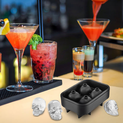 010323744830 - 4-Grid Skull Silicone Ice Cube Tray for Unique Drinks