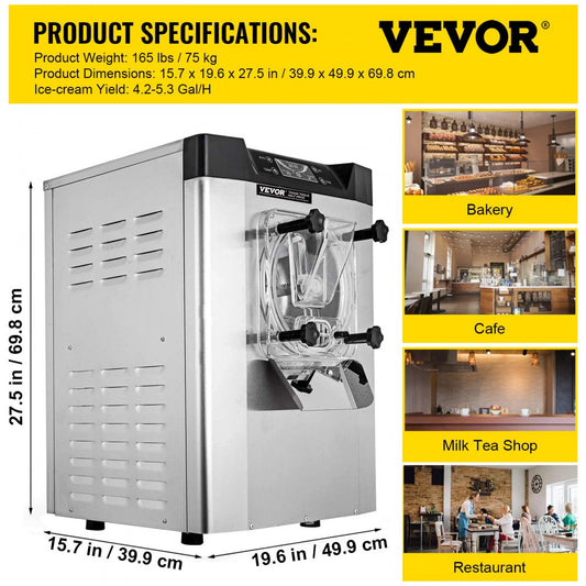 YKF-618 - 1.1 Gal Stainless Steel Ice Cream Machine for Fast Production
