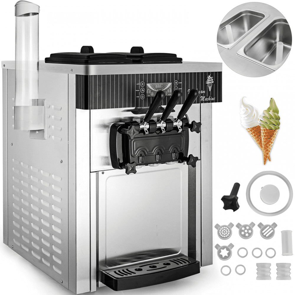 YKF-8218T - 5.3-7.4 Gal/H Stainless Steel Soft Serve Ice Cream Machine