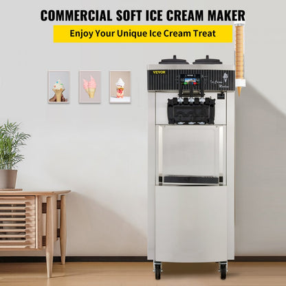 YKF-8228H - Commercial Soft Ice Cream Machine, 5.3-7.4 Gal/H, 3 Flavors