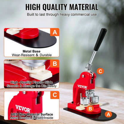 BJS-25-RD-01 - Durable 1" Button Maker for DIY Pins and Badges