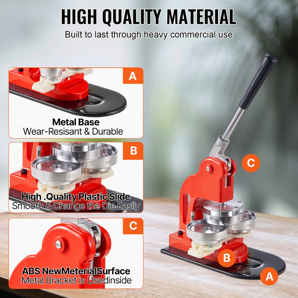 BJS-58-RD-01 - Durable 2.25" Button Maker Kit with 500 Parts