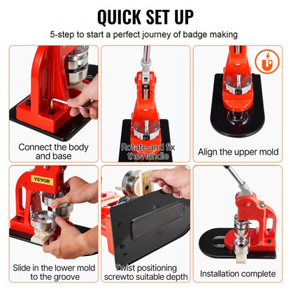 BJS-58-RD-01 - Durable 2.25" Button Maker Kit with 500 Parts