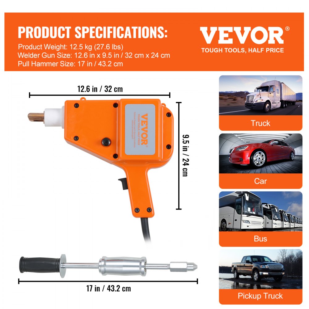 5500 - VEVOR 800VA Dent Repair Kit with Sensitive Trigger & Overheat Protection