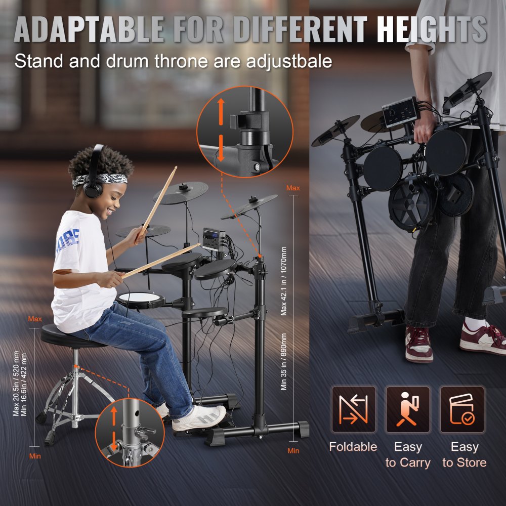 MT10B - Portable Electric Drum Kit with 6.5-Inch Pads & 150 Sounds